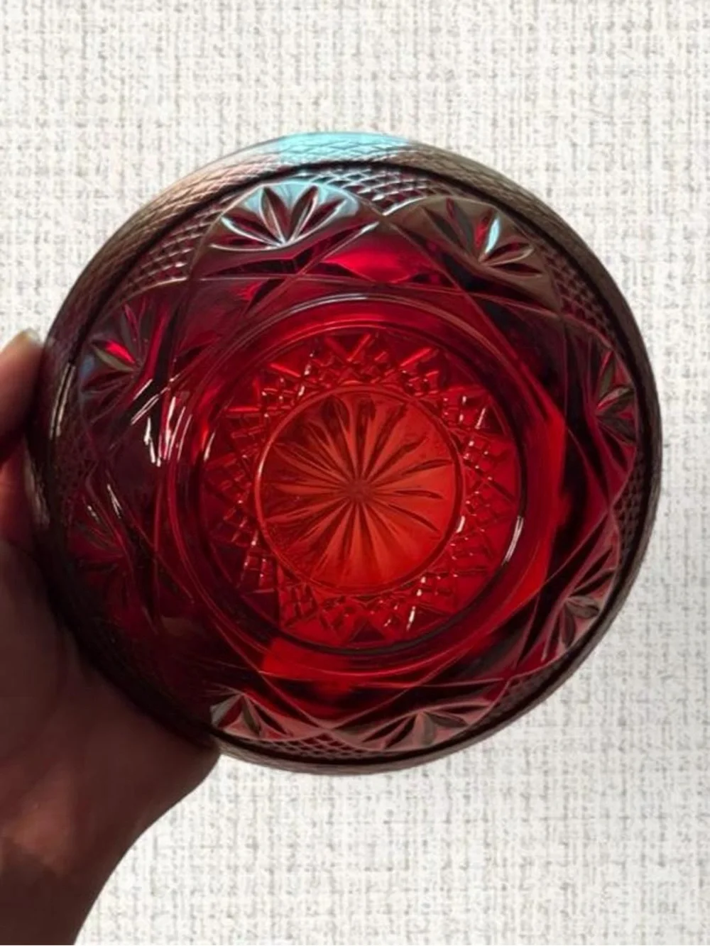 Cristal d’Arques-Durand “Antique Ruby” Pattern Red Glass Bowl (2 pieces)